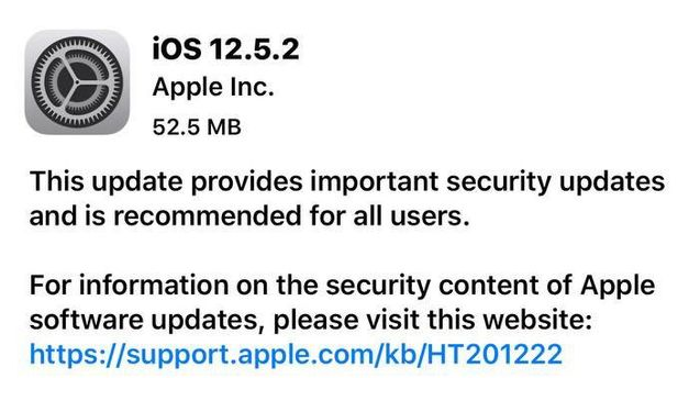 三穗苹果手机维修分享iOS12.5.2发布，建议所有老苹果用户安装 